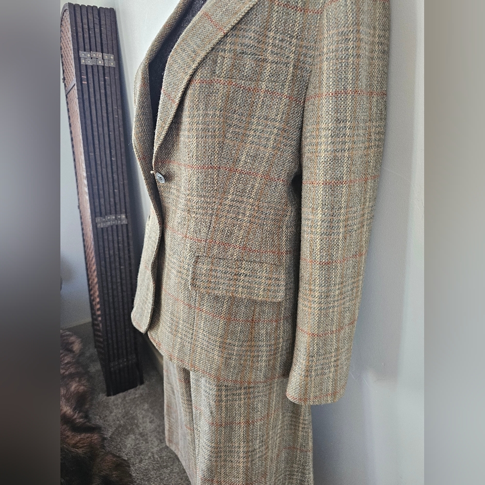 Silk Wool SET Blazer & Skirt Lined M